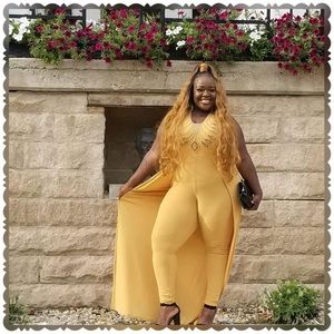 DEEP MUSTARD PLUS SIZE ONE PIECE SWAROVSKI BEADS